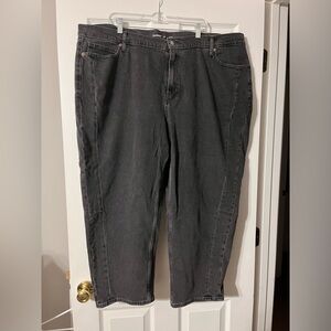 Old Navy Charcoal High-Rise Barrel Leg Jeans